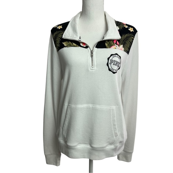 PINK Victoria’s Secret Women’s 1/4 Zip Lightweight Sweatshirt Sz Medium LS - Picture 1 of 9